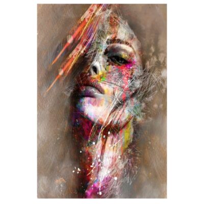 Colorful Woman Portrait Graffiti Art Paintings Printed on Canvas - Image 7