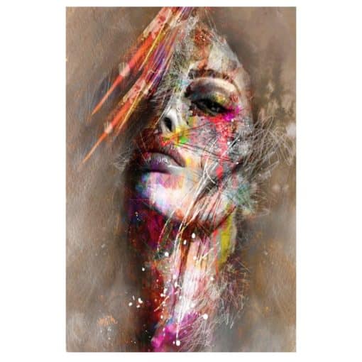 Colorful Woman Portrait Graffiti Art Paintings Printed on Canvas - Image 8