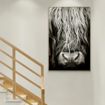 Scottish Highlander Cattle Wall Art Painting Printed on Canvas - Image 3