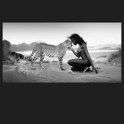 Snow Leopard and Nude Woman