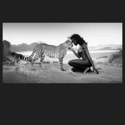 Snow Leopard and Nude Woman