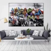 Superheroes In Lunch Atop a Skyscraper Oil Painting Printed on Canvas