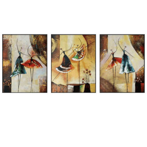 3 panel Hand Painted Acrylic Paintings on Canvas