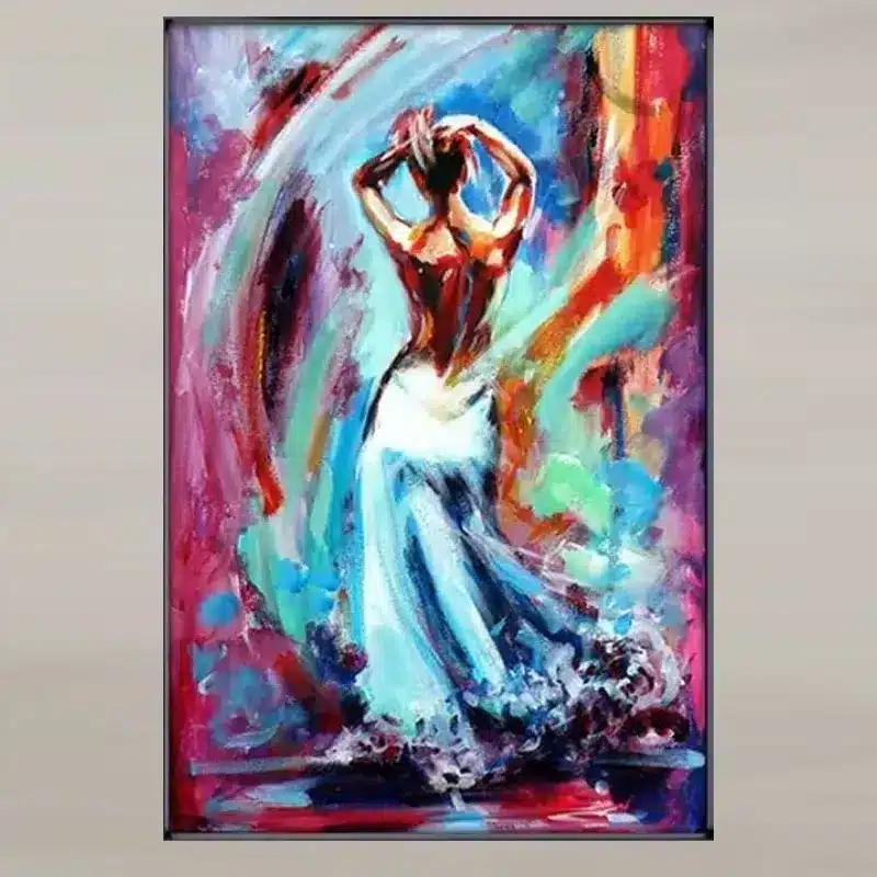 Abstract Colorful Dancing Woman Oil Painting Printed on Canvas