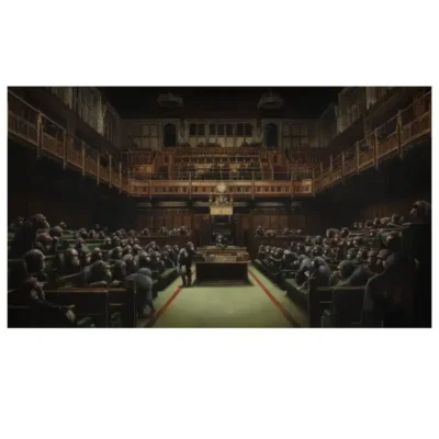 Abstract Oil Painting by Banksy Devolved Parliament, 2009