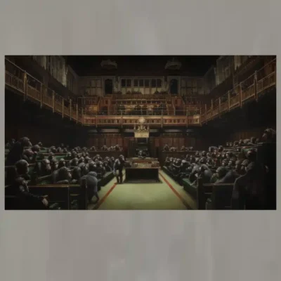 Abstract Oil Painting by Banksy Devolved Parliament, 2009
