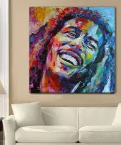 Modern Abstract Portrait Bob Marley Painting Printed on Canvas