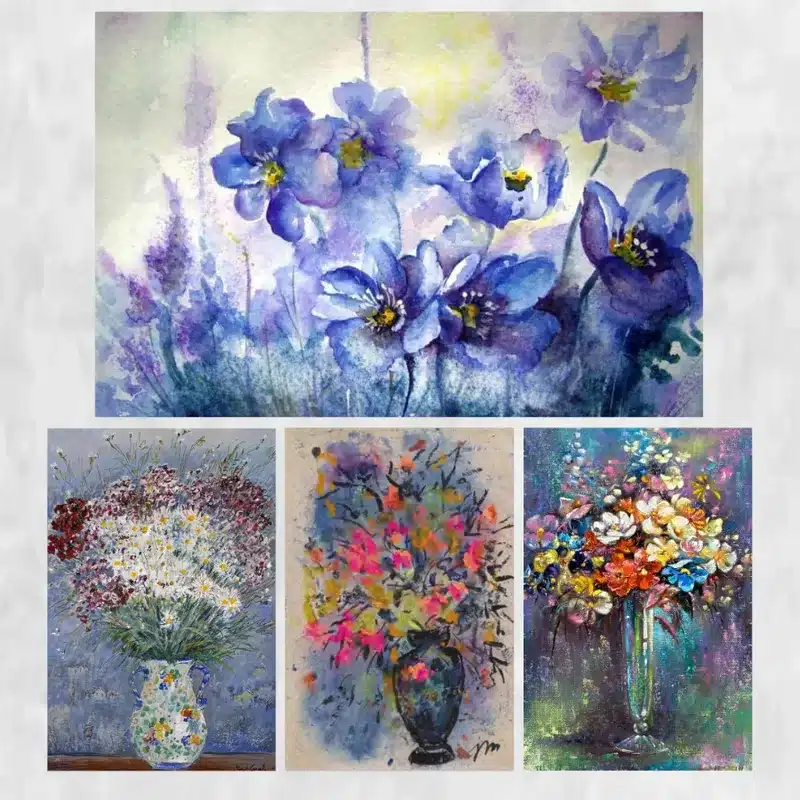 Beautiful Flowers Abstract Painting Printed on Canvas