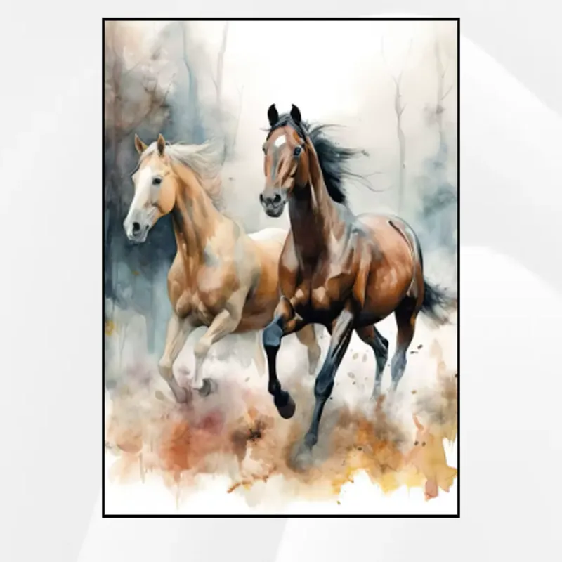 Beautiful Oil Painting Running Horses HD Print on Canvas