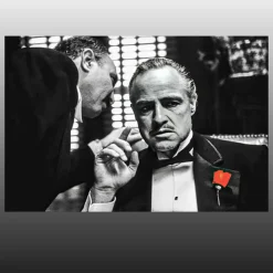 Black And White Movie Photo From the Movie Godfather Printed on Canvas - Image 3