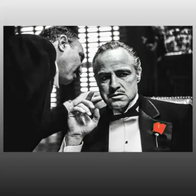 Black And White Movie Photo From the Movie Godfather Printed on Canvas - Image 3