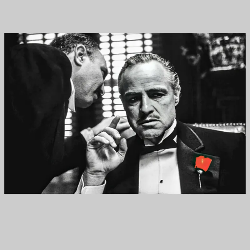 Black And White Movie Photo From the Movie Godfather Printed on Canvas