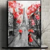 Couple in Paris Romantic City with Eiffel Tower in Background