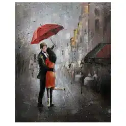 Couple with Umbrella on a Rainy Day
