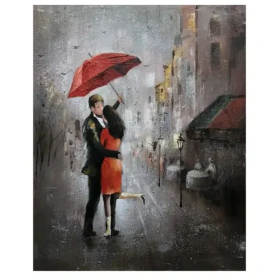 Couple with Umbrella on a Rainy Day