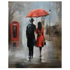 Couple with Umbrella on Rainy Day