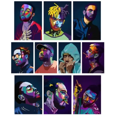 Famous Rappers Musicians Printed on Canvas