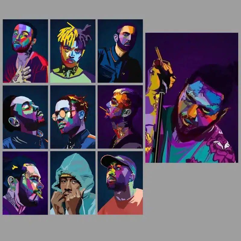 Famous Rappers Musicians Printed on Canvas