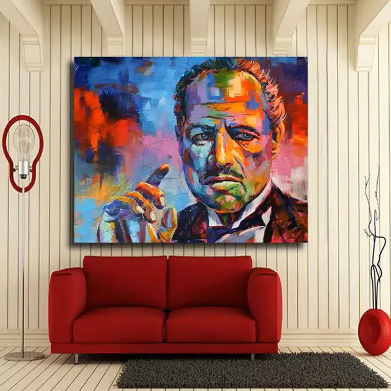 From the Movie Godfather Colorful Portrait Wall Art Painting Printed on Canvas
