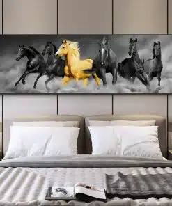Beautiful Oil Painting Running Horses HD Print on Canvas