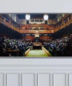 Abstract Oil Painting by Banksy Devolved Parliament Printed on Canvas