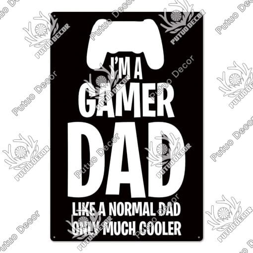 Funny Gamer Metal Sign Tin Sign Gamer at Work Sign Retro Signs Wall Decor for House Home Room Metal Signs Tin Signs