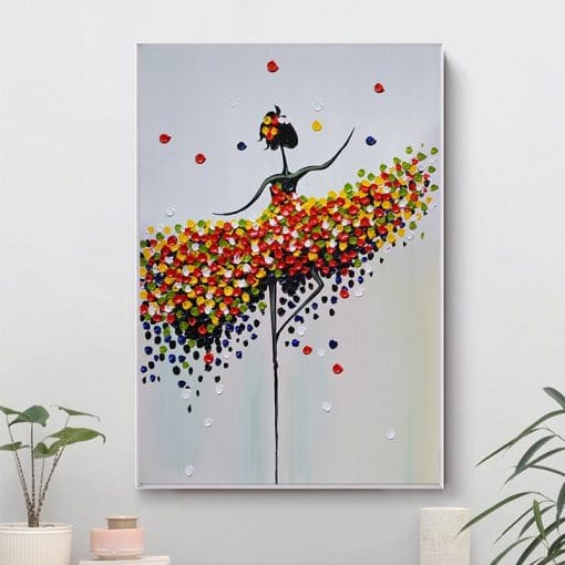 Abstract Ballet Girl Colorful Oil Painting Printed on Canvas