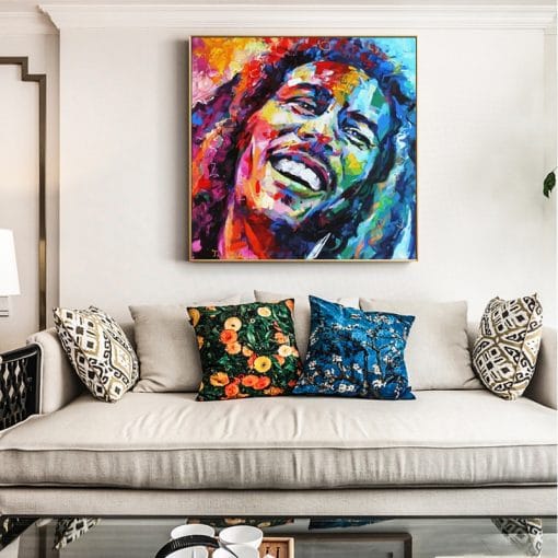 Abstract Portrait of Bob Marley Printed on Canvas
