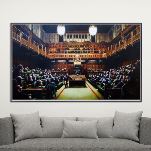 Banksy Monkey Parliament Canvas Paintings Modern Abstract Posters and Prints Wall Art Pictures for Living Room Home Decoration