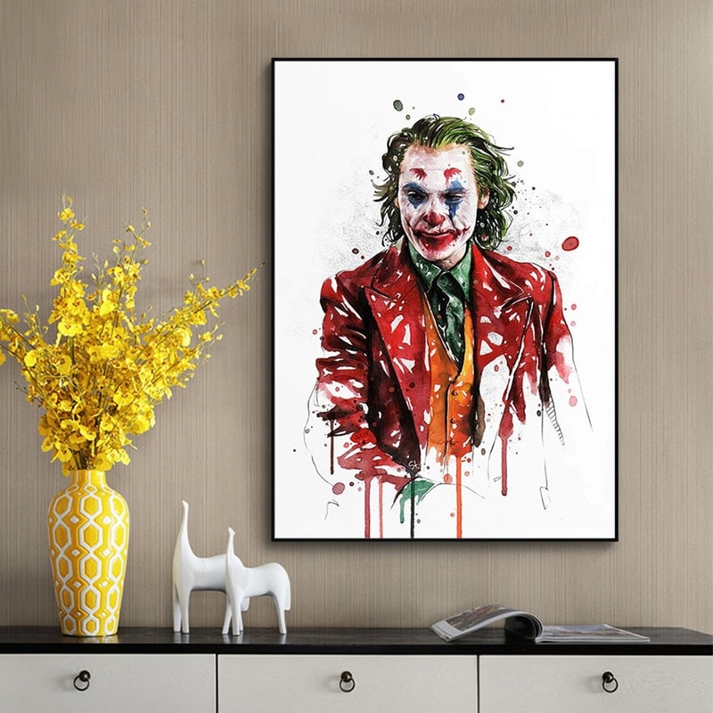 Joker Painting Graffiti Art Abstract Comic Poster Printed on Canvas