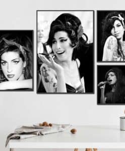 Poster of Amy Winehouse Famous British Singer and Songwriter Printed on Canvas