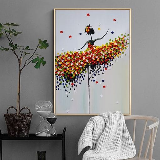 Abstract Ballet Girl Colorful Oil Painting on Canvas Dance Posters Prints Scandinavian Wall Art Picture for Living Room Cuadros