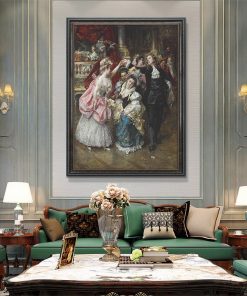 Vintage European Party Palace Portrait Canvas Painting Posters and Prints Cuadros Wall Art Picture for Living Room Home Decor