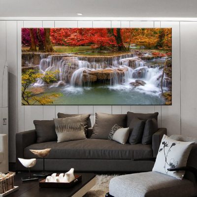 HD Prints Canvas Posters Home Decor Landscape Natural Waterfall Paintings Wall Art Scenery Picture Waterfall Modular Living Room