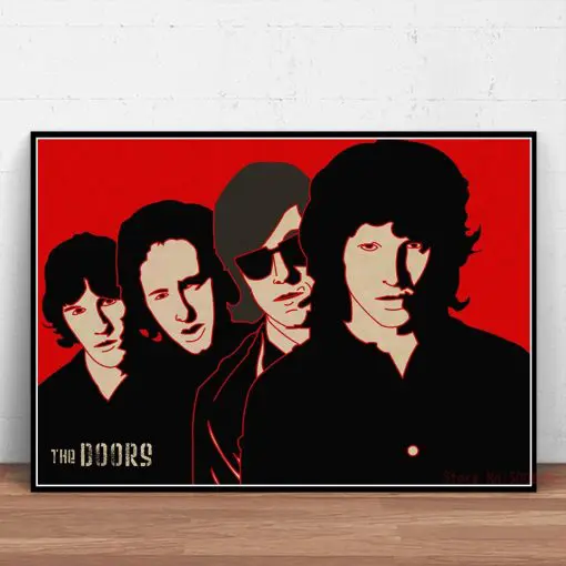 The Doors Jim Morrison Poster Rock Band Music Guitar Canvas Wall Art For Living Room Home Decoration