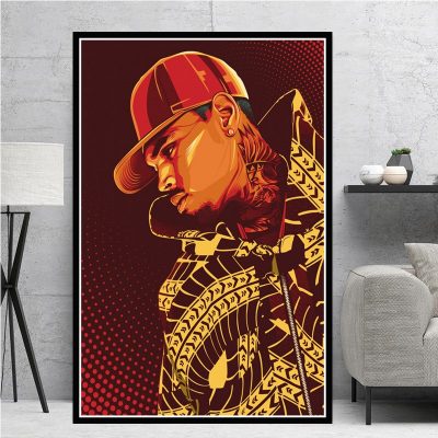 Hip Hop Rapper Music Star Chris Brown Quality Canvas Painting Poster Art Home Decor Bar Bedroom Living Sofa Wall Decor Picture