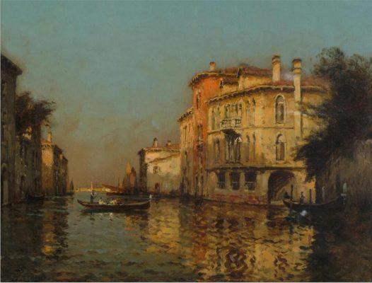 Resorts Vintage Water Town Venice Seascape Oil Painting on Canvas Print Poster Cuadros Modern Wall Art Pictures for Living Room
