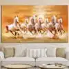Seven Running White Horses Artistic Painting Printed on Canvas
