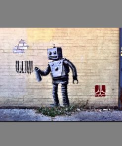 Robot and Barcode Abstract Street Art Graffiti from Banksy