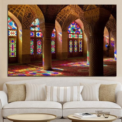 The Nasir al-Mulk Mosque Known as The Pink Mosque Printed on Canvas