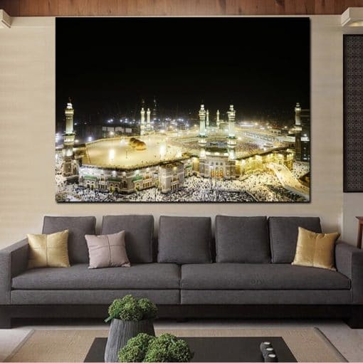 HD Print Pilgrimage to Mecca Wall Canvas Painting Religious Architecture Mecca Faith Europe Cuadros Mural Poster for Living Room