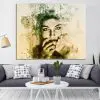 Beautiful Woman Face, Abstract Art Painting Printed on Canvas