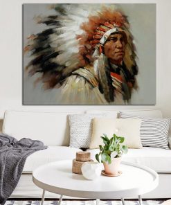 Abstract Native American Indian, Canvas Painting For Living Room Indian