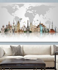 Famous City Buildings on World Map