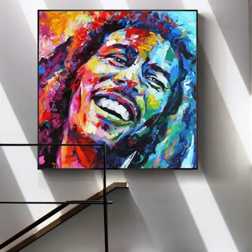 Abstract Portrait of Bob Marley Printed on Canvas