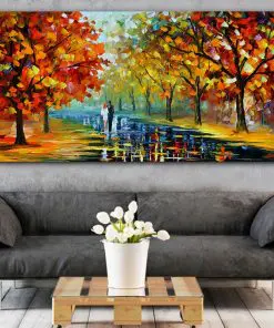 HD Print Landscape Painting Wall Art Print on Canvas Lover In The Rainy Light Road Canvas Painting Wall Pictures for Living Room