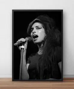 Poster of Amy Winehouse Famous British Singer and Songwriter Printed on Canvas