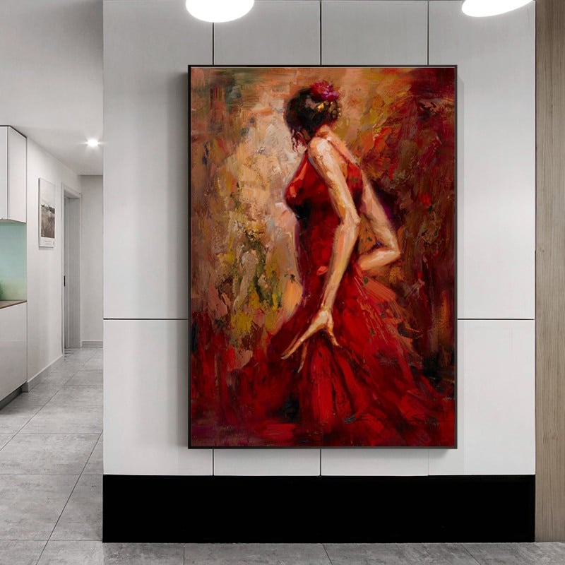 Dancer in Red Dress M002 2.3 Wall Art Canvas Picture Print 