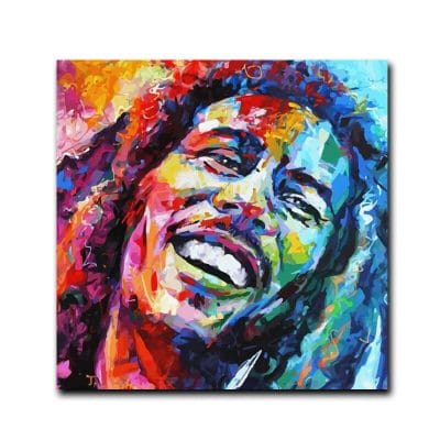 Abstract Portrait of Bob Marley Printed on Canvas