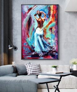 Abstract Colorful Nude Girl Women Dancing Oil Painting on Canvas Posters and Prints Cuadros Wall Art Picture for Living Room